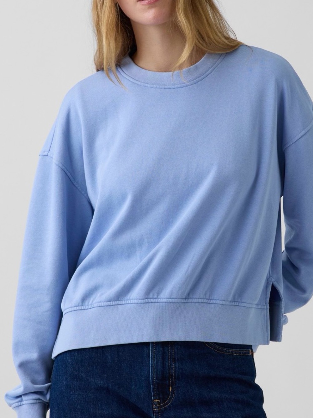 GAP Relaxed Crewneck and  Sweatpants outfit hyacinth color